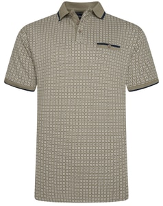 KAM Geo Print Stretch Polo Shirt Laurel Oak